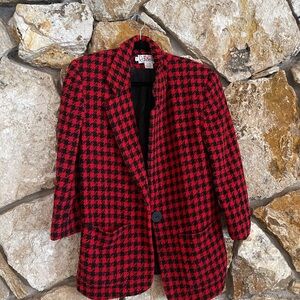 *Vintage Chaus Red and Black Checkered Women's Blazer